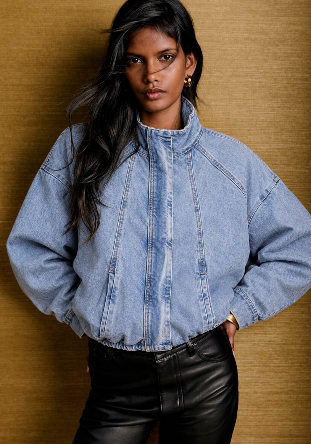 The Sculpted Denim Bomber