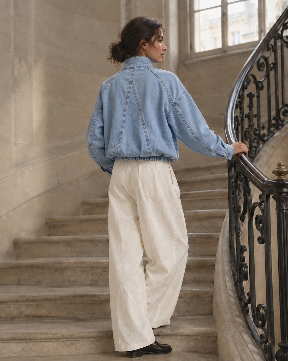 The Sculpted Denim Bomber